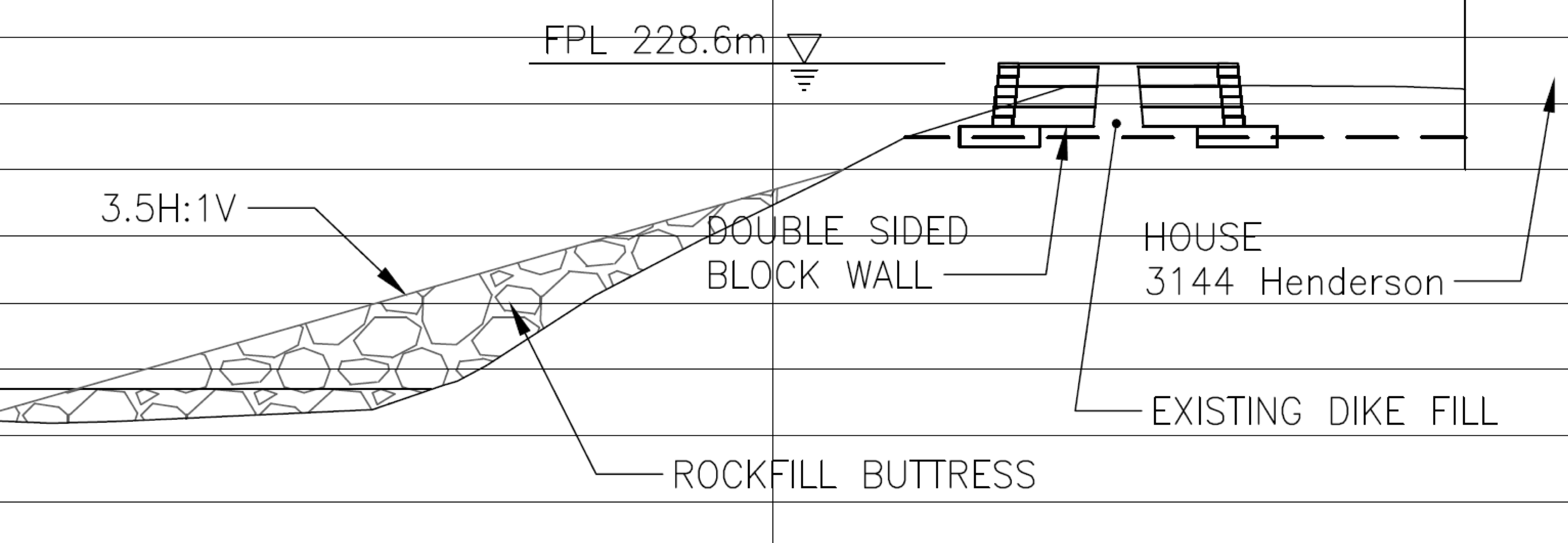 Retaining Wall detail with double sided block walls