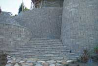 Curved Allan Block Retaining Wall with Stairs