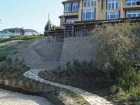 Curved Allan Block Retaining Wall with Stairs