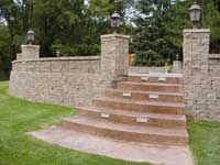 retaining wall with seating wall on top