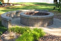 Fire pit and seating wall